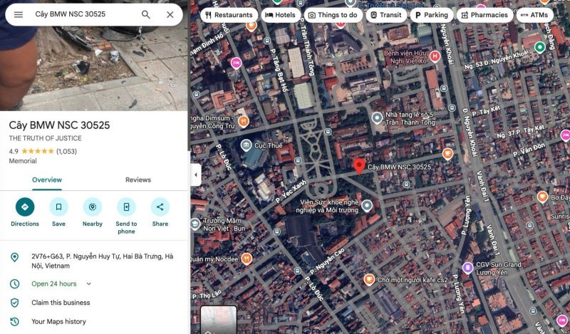 Địa điểm trên Google Maps có hơn 600 người đánh giá, nhưng không thể xem chi tiết các đánh giá này. Ảnh chụp màn hình.